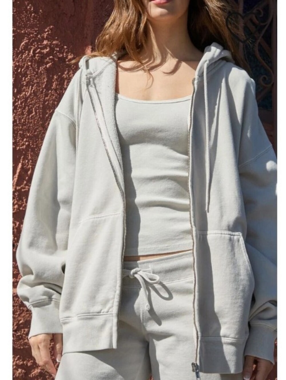 Brandy Melville Christy Gray Zip-Up Hoodie EUC!